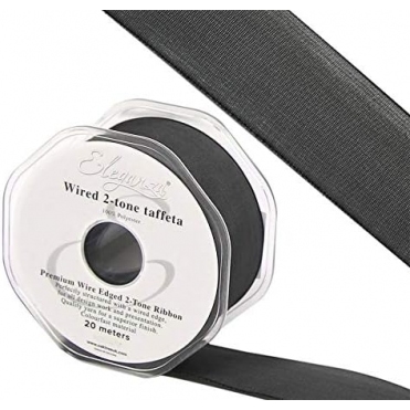 Wired Edge Taffeta Ribbon 38mm x 20m Pewter