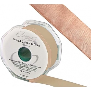Wired Edge Taffeta Ribbon 38mm x 20m Rose Gold