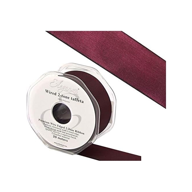 Wired Edge Taffeta Ribbon 38mm x 20m Wine