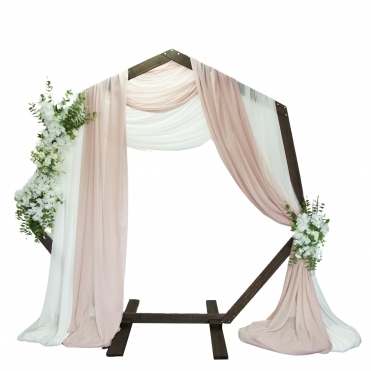 Wooden Backdrop Arch Heptagon Brown 2m