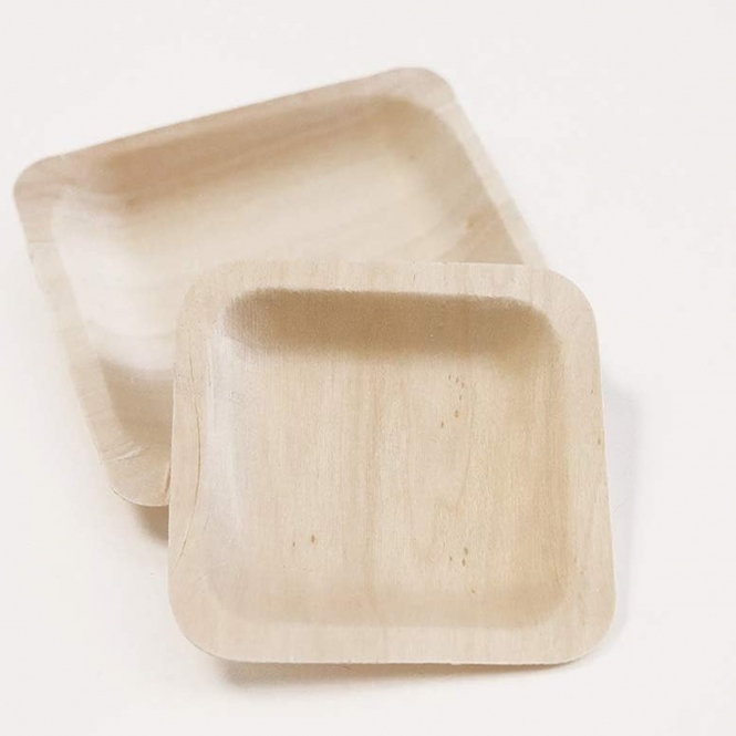 Wooden Eco Square Plate 115mm AC10-2 50pck