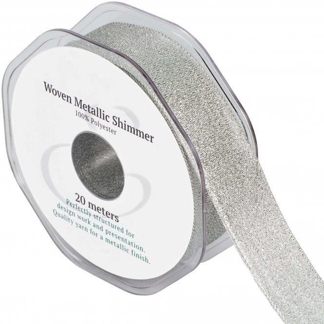 Woven Metallic Shimmer Silver Ribbon