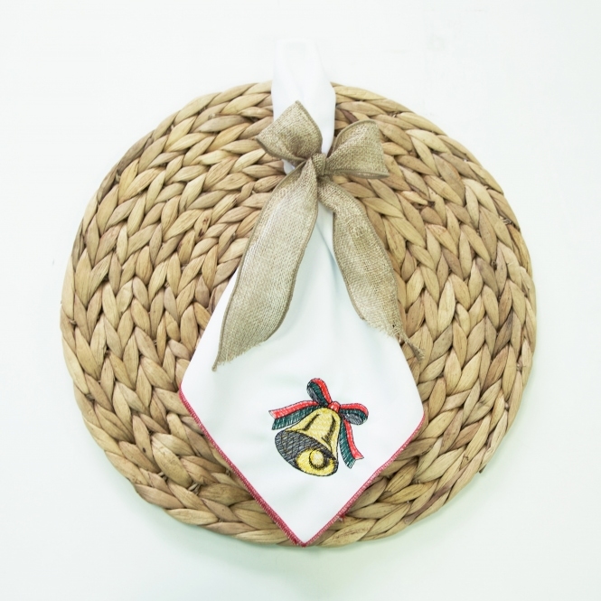 Xmas Embroidered Napkin Christmas Bell