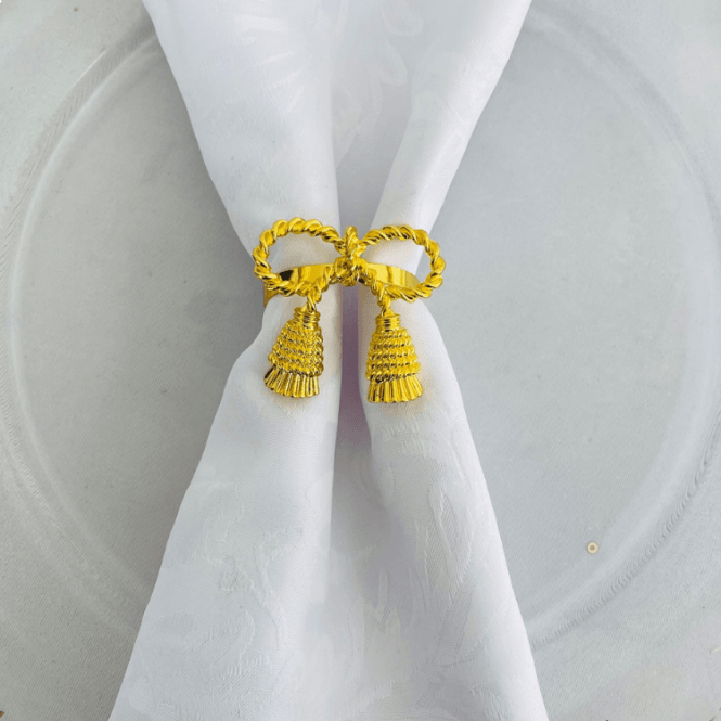 Xmas Gold Tassel Napkin Rings Pack of 6