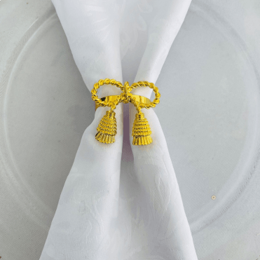 Xmas Gold Tassel Napkin Rings Pack of 6