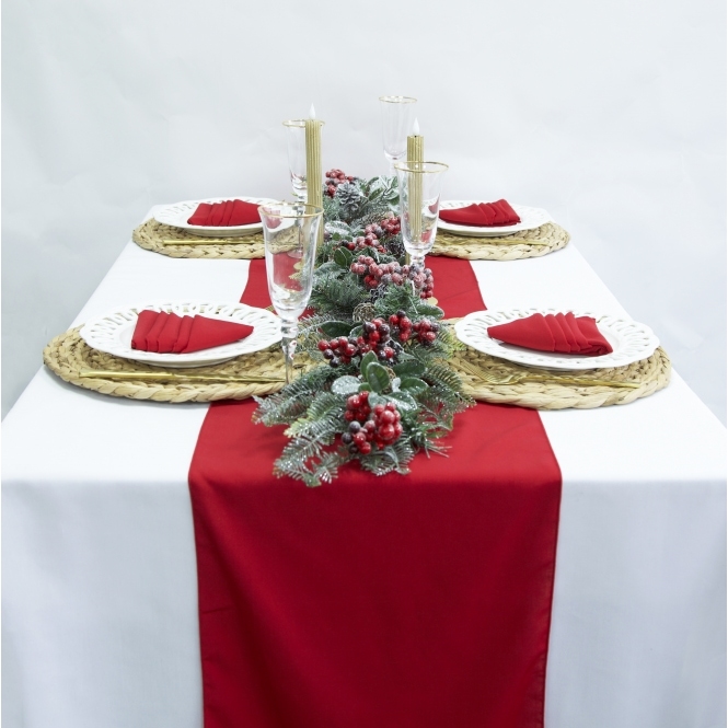 Xmas Napkin Set Red Lux 6 Napkins 1 Runner