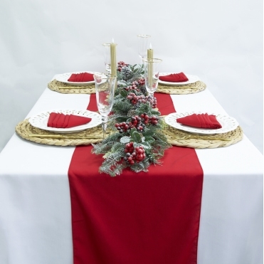 Xmas Napkin Set Red Lux 6 Napkins 1 Runner