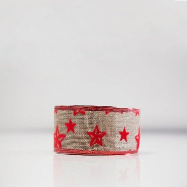 Xmas Ribbon Flock Design Natural/Red D4