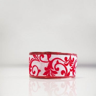 Xmas Ribbon Flock Design Red/White D3