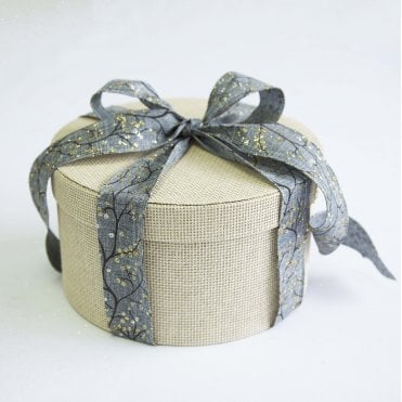 Xmas Ribbon Grey/Gold Glitter 38mm x 9.1m