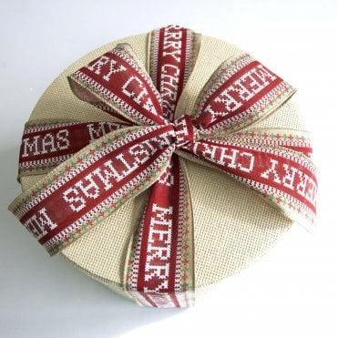  Xmas Ribbon Merry Christmas Cross Stitch 63mm x 10 yds