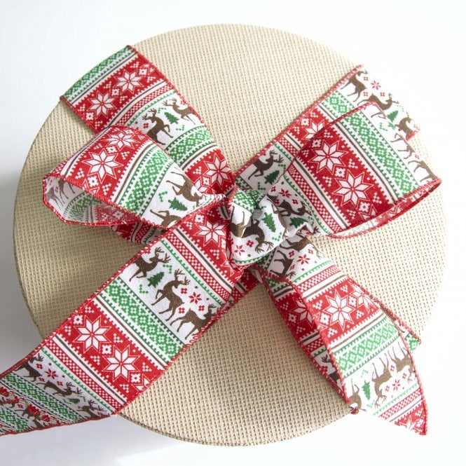Xmas Ribbon Reindeer Design 392 63mm x 9.1m