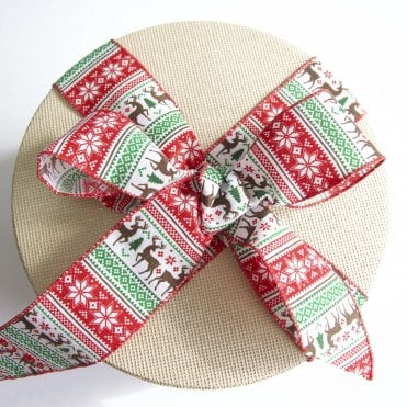  Xmas Ribbon Reindeer Design 392 63mm x 9.1m