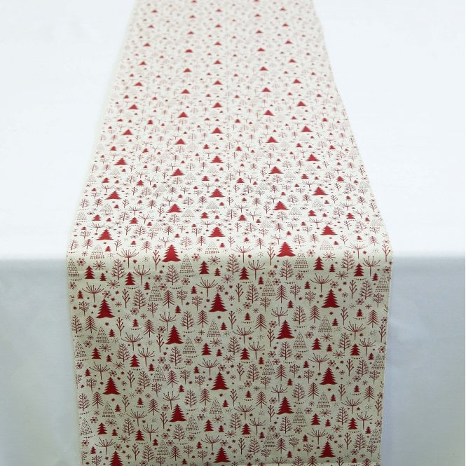 Xmas Scandi Beige Red Table Runners