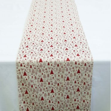 Xmas Scandi Beige Red Table Runners
